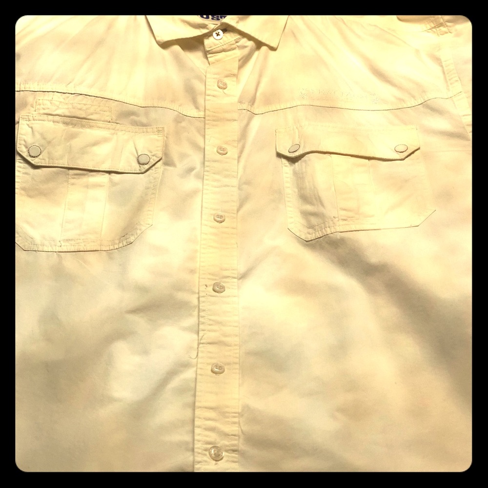 Men’s short sleeve button up cream shirt